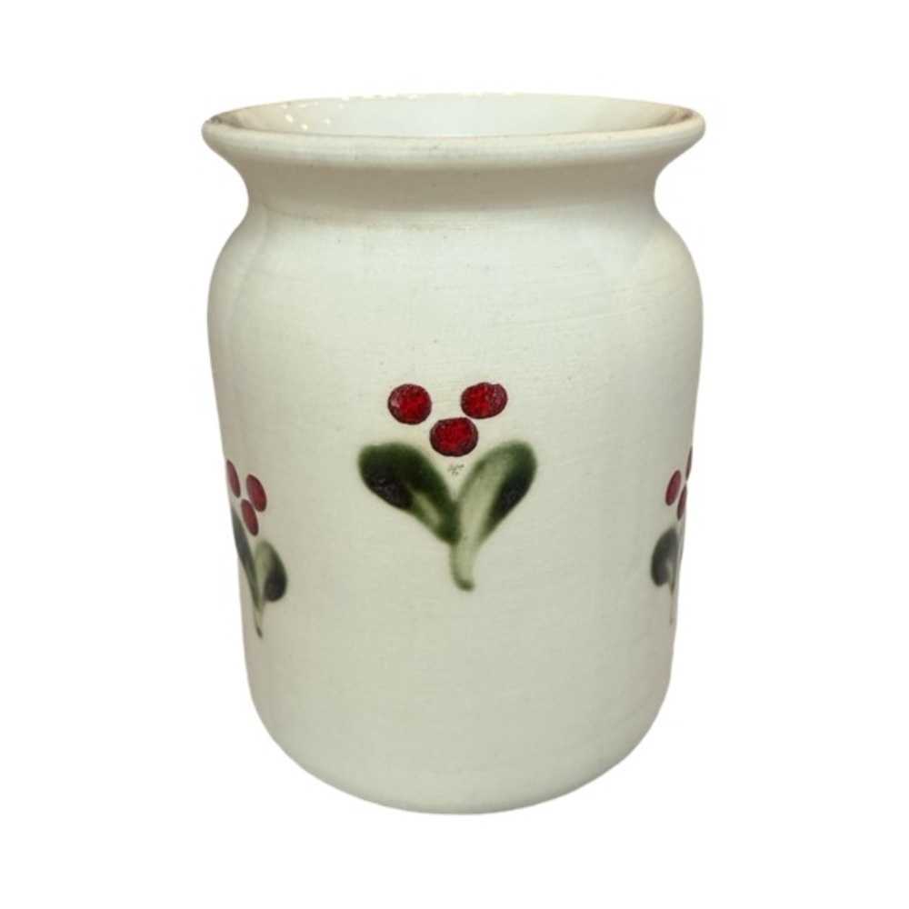 Vintage Gabriel Sweden Stengods Pottery Vase Handpainted Leaves and Berries